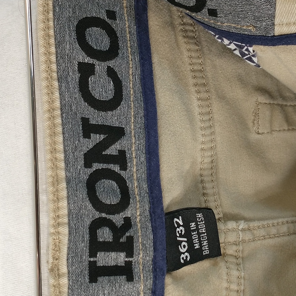 IronCo Men's Beige Slim Casual Pants - Picture 2 of 9